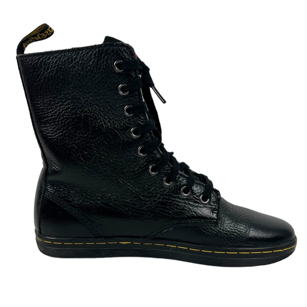 Dr. Doc Martens Boots Womens 8 Stratford Black Leather Shoes Floral Lined - Picture 3 of 12